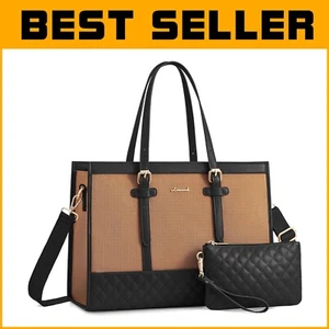Large Capacity Women's Laptop Tote with Detachable Clutch - Versatile Travel Bag - Picture 1 of 10