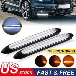 2x 15.5cm LED Switchback DRL Tube Light Strip Amber Sequential Flow Turn Signal - Imagen 1 de 12