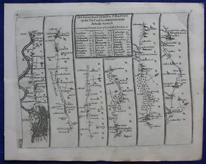 LONDON, GLOUCESTER, original antique road map, SENEX, OGILBY, Pl 14-15, 1762 - Picture 1 of 4