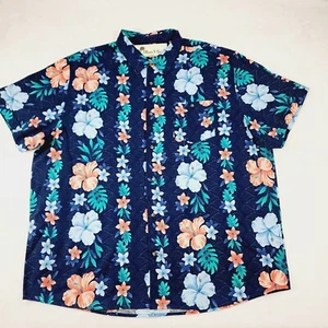 NWT Oliver And Burke Mens 3XL (XXXL) Blue Floral Hawaiian Lei Button Up Shirt - Picture 1 of 12