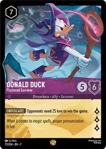 DONALD DUCK - Flustered Sorcerer Legendary 73/204 EN 7 Lorcana ARCHAZIA'S ISLAND - Picture 1 of 4
