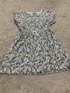 Girls 6X Gymboree Dress Gray and Gold Tear Drop Pattern Bow at Waist Dress - Picture 1 of 6