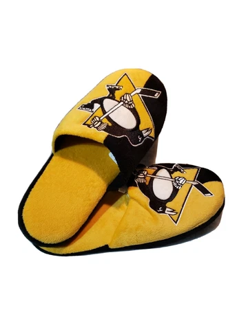 Men's Penguins Hockey Slippers Pittsburgh NHL M 9-10 FOCO Plush Cover