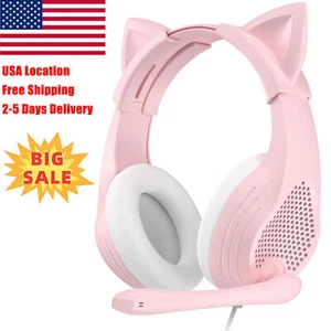 Wired Pink Gaming Headset Over-Ear Stereo Noise Cancelling Headphones with Mic - Picture 1 of 1