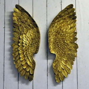 Alas de ángel 37 cm colgante de pared estilo antiguo color dorado izquierda derecha. Impresionante. - Imagen 1 de 1