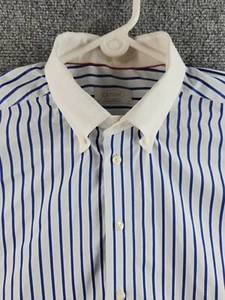 Eton Contemporary 43 17 Blue Long Sleeve Striped Button Up Shirt Contrast Collar - Picture 1 of 24