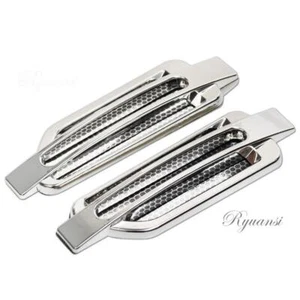 Chrome Silver Car Auto Bonnet Air Intake Flow Side Fender Vent Hood Scoop Cover - Picture 1 of 5