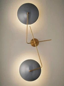 Stilnovo Wall Light Brass Mid Century Style 2-Arm Adjustable Modern Sconce - Picture 1 of 9