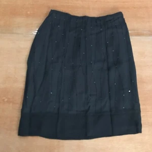 Norton McNaughton gonna 100% seta donna taglia 8 grigio paillettes accento foderato dritto - Foto 1 di 11