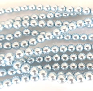 Light Sapphire Blue Colour 4mm Round Czech Glass Pearl Polished Beads x 25 - Picture 1 of 1
