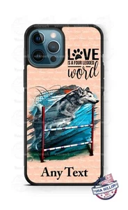 Funda protectora personalizada para teléfono Husky Dog Jump Pet Love Word para iPhone Samsung - Imagen 1 de 10