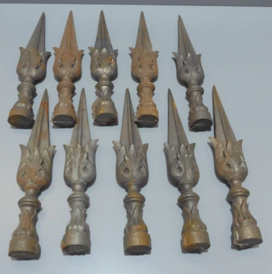 -10 GRANDES POINTES en FONTE pour GRILLE JARDIN PORTAIL FER de LANCE déco   D - Photo 1/4