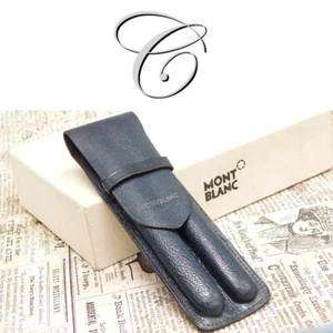 Estuche Montblanc vintage para 2 artículos de escritura estuche de cuero azul | Leather Pen Pouch - Imagen 1 de 6