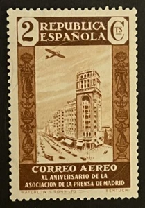 Travelstamps: 1936 Spain Air Mail Stamps Scott #C74 2c Associated Press MOGH - Picture 1 of 5