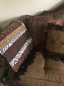 Pier 1 Imports Soft Animal Print Throw Blanket Brown Chenille 50x60" Beautiful - Picture 1 of 7