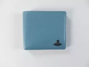VIVIENNE WESTWOOD blue leather orb logo bifold wallet authentic designer NWT - Picture 1 of 10
