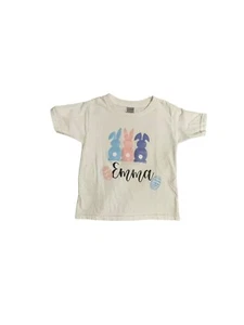 Easter Day Shirt Kids Bunny Emma T-Shirt Short Sleeve Graphic Tees - Picture 1 of 3