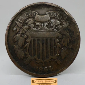 1864 Two-Cent Piece, 2 Cents Piece - #C46604NQ - Picture 1 of 2
