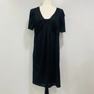 VANESSA BRUNO 1 VTG Black Short Sleeve Shift Dress Wool Blend Knit Portugal S - Picture 1 of 17
