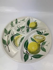 Vintage Tapas Serving Platter Plate - Lemon Design Hand Painted Made In Italy - Picture 1 of 6