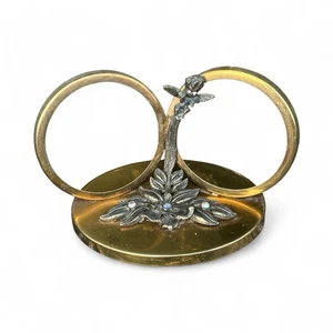 Antique Original Victorian Double Circle Picture Frames Cherub Rhinestones - Picture 1 of 7