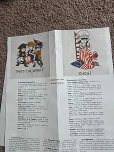 Fran Mar Crewel Embroidery 2 Kits Patriotic Spirit America Flag Vtg 1975 1974 - Picture 1 of 3