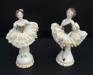 Antique Aelteste Volkstedter Germany Pair of Porcelain Ballerina Figures 3.5" H - Picture 1 of 16
