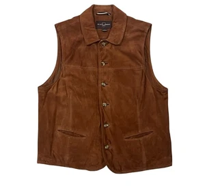 Chaleco sin mangas de gamuza negro marrón 826 - aspecto de motociclista occidental grande para hombre - Imagen 1 de 7