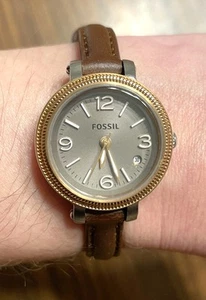Fossil Womens Gray Dial Brown Leather Strap Quartz Watch ES3138 - Picture 1 of 6