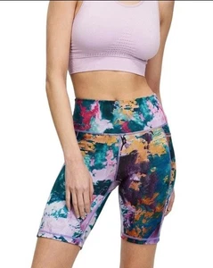 EUC Sweaty Betty Super Sculpt 8” Biker Shorts Pink Coral Print XXL POCKET - Picture 1 of 6