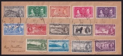 Newfoundland, 1937 Coronation Plain FDC.  'SANDY POINT' CDS Cancel. SUPERB! - Image 1 of 2