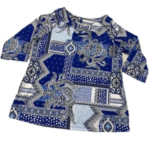 Chicos Shirt Top Gr. 2 Large blau Reisende Slinky Lagenlook Stretch Karriere S2 - Bild 1 von 3