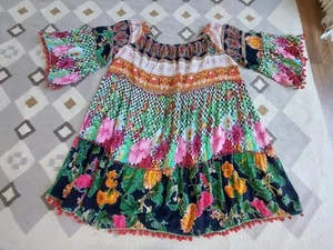 Ladies Italian 100% Rayon Bohemian Funky Dress, 18 UK, Superb Condition - Picture 1 of 4