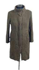 Calvin Klein Angora Wool Blend Trench Coat Olive Green Sz L - Picture 1 of 16