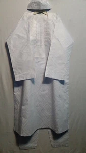 Men African Brocade Dashiki Long Pant Suit Big N Tall Clothing White Plus Size - Picture 1 of 5