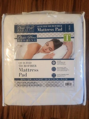 Almohadilla de colchón de microfibra acolchada doble 39x75 pulgadas con falda de 14 pulgadas Foto 1 de 4