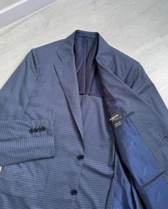 Men's KITON Napoli Wool Check Sport Coat Jacket Blazer Blue Size 48 US38 - Picture 1 of 14