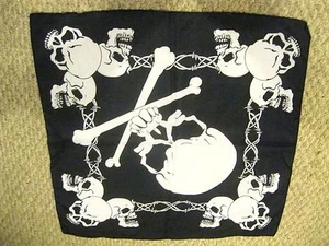 Black with Skulls white barbed wire Bandanna face mask,Head Wrap,Scarf,Wristband - Picture 1 of 1