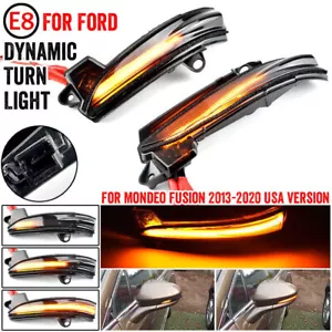 For 2013-2020 Ford Fusion LED Sequential Side Turn Signal Mirror Blinker Light O - Picture 1 of 7