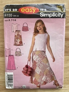 Simplicity 4155 Its So Easy Mädchen Rock Tops & Tasche Schnittmuster Größe 7-14 - Bild 1 von 4