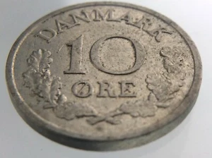 1961 Denmark 10 Ore Ten Øre KM# 849.1 Circulated Copper Nickel Coin V578 - Picture 1 of 5