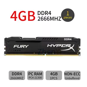 4GB 2666MHz DDR4 PC4-21300 288Pin DIMM Desktop Memory SDRAM Kingston HyperX Fury - Picture 1 of 9