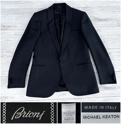 $7995 Brioni Seda Negro Chal-Solapa Esmoquin, 38R 48R 36R Chaqueta de Cena M.Keaton's Foto 1 de 4