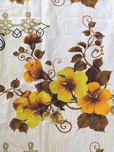 Rare Authentic 1950s Mid Century Tiki Yellow Hibiscus Barkcloth 3 Metres - Picture 1 of 6
