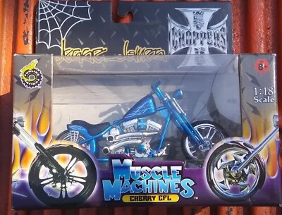 1:18 Jesse James West Coast Choppers Muscle Machines Cherry CFL Blue 2003 - Image 1 of 4