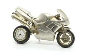 Orologio da scrivania miniatura moto tono argento - in scatola - Foto 1 di 15
