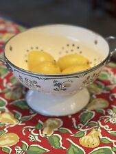 Charming Vintage Kobe Enamelware Mixed Floral Country Kitchen Footed Colander