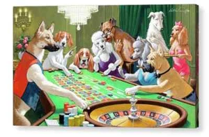 Dogs Playing Roulette by Arthur Sarnoff Famous Canvas/ Photo / Fine Art Print - Picture 1 of 5
