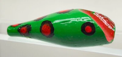 Vintage Handcrafted Wood Plug Fishing Lure Speckled Watermelon Body 2.75” Pike - Image 1 of 4