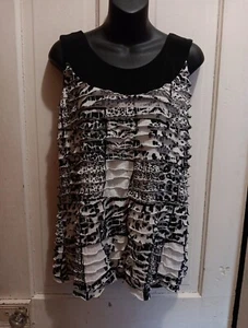 Christopher & Banks Tank Top Womans Size Large Tiered Ruffled Sleeveless Black - Picture 1 of 10